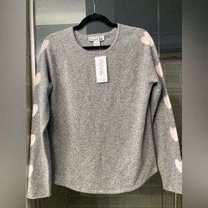 Cashmere Sweater with hearts on sleeves